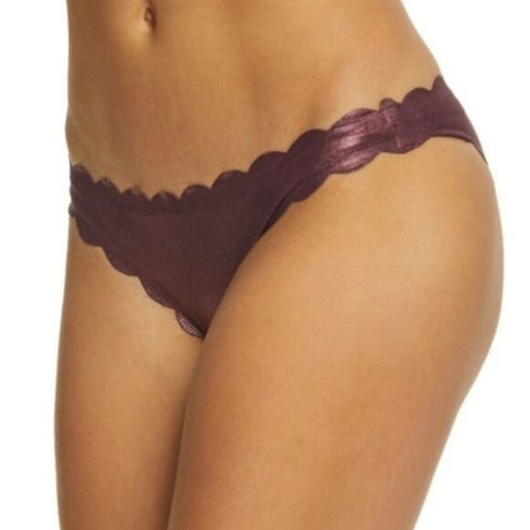 New PilyQ multi color peacock print reversible scalloped edge bikini bottom sz s - Picture 2 of 7